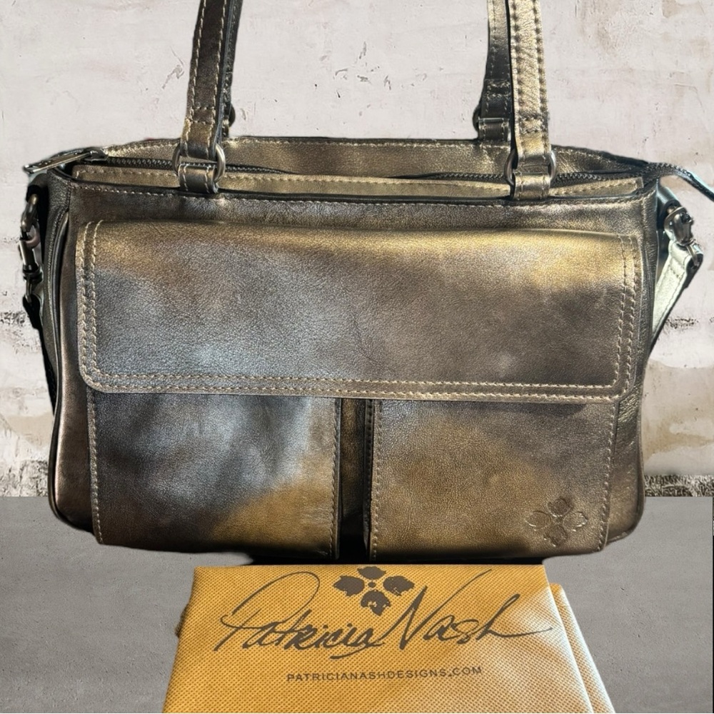 Patricia Nash NWOT Rosetti Leather Satchel Crossbody - Antique Platinum